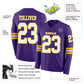Custom Purple White-Gold Long Sleeve Authentic Football Jersey Limited