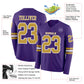 Custom Purple Old Gold-White Long Sleeve Authentic Football Jersey Limited