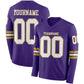 Custom Purple White-Old Gold Long Sleeve Authentic Football Jersey