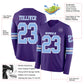 Custom Purple Light Blue-White Long Sleeve Authentic Football Jersey Limited
