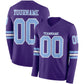 Custom Purple Light Blue-White Long Sleeve Authentic Football Jersey