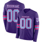 Custom Purple Light Blue-Pink Long Sleeve Authentic Football Jersey