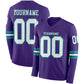 Custom Purple White-Teal Long Sleeve Authentic Football Jersey