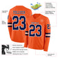 Custom Orange Navy-White Long Sleeve Authentic Football Jersey Limited