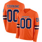 Custom Orange Navy-White Long Sleeve Authentic Football Jersey