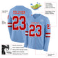 Custom Light Blue Red-White Long Sleeve Authentic Football Jersey Limited