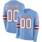 Custom Light Blue White-Red Long Sleeve Authentic Football Jersey