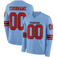 Custom Light Blue Red-Black Long Sleeve Authentic Football Jersey