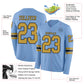 Custom Light Blue Old Gold-Black Long Sleeve Authentic Football Jersey Limited