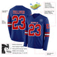 Custom Royal Red-White Long Sleeve Authentic Football Jersey Limited