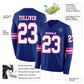 Custom Royal White-Pink Long Sleeve Authentic Football Jersey Limited