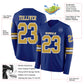 Custom Royal Old Gold-White Long Sleeve Authentic Football Jersey Limited