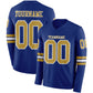 Custom Royal Old Gold-White Long Sleeve Authentic Football Jersey