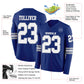 Custom Royal White-Gray Long Sleeve Authentic Football Jersey Limited