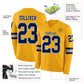 Custom Gold Navy-Light Blue Long Sleeve Authentic Football Jersey Limited