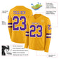 Custom Gold Purple-White Long Sleeve Authentic Football Jersey Limited