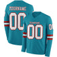 Custom Teal White-Red Long Sleeve Authentic Football Jersey