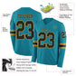 Custom Teal Black-Old Gold Long Sleeve Authentic Football Jersey Limited