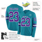 Custom Teal Purple-White Long Sleeve Authentic Football Jersey Limited