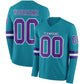Custom Teal Purple-White Long Sleeve Authentic Football Jersey