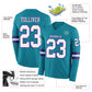 Custom Teal White-Purple Long Sleeve Authentic Football Jersey Limited