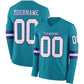Custom Teal White-Purple Long Sleeve Authentic Football Jersey
