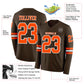 Custom Brwon Orange-White Long Sleeve Authentic Football Jersey Limited