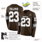 Custom Brwon White-Gray Long Sleeve Authentic Football Jersey Limited