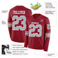 Custom Cardinal Gray-White Long Sleeve Authentic Football Jersey Limited