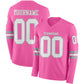 Custom Pink White-Gray Long Sleeve Authentic Football Jersey