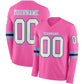 Custom Pink White Black-Light Blue Long Sleeve Authentic Football Jersey