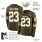 Custom Olive White-Old Gold Long Sleeve Salute To Service Authentic Football Jersey Limited