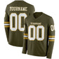 Custom Olive White-Old Gold Long Sleeve Salute To Service Authentic Football Jersey