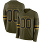 Custom Olive Black-Old Gold Long Sleeve Salute To Service Authentic Football Jersey