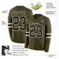 Custom Olive Black-Cream Long Sleeve Salute To Service Authentic Football Jersey Limited