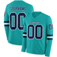 Custom Aqua Navy-White Long Sleeve Authentic Football Jersey