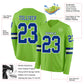 Custom Neon Green Royal-White Long Sleeve Authentic Football Jersey Limited