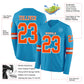 Custom Panther Blue Orange-White Long Sleeve Authentic Football Jersey Limited