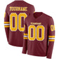 Custom Burgundy Gold-White Long Sleeve Authentic Football Jersey