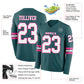 Custom Midnight Green White-Pink Long Sleeve Authentic Football Jersey Limited