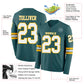 Custom Midnight Green White-Gold Long Sleeve Authentic Football Jersey Limited