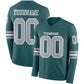 Custom Midnight Green Gray-White Long Sleeve Authentic Football Jersey