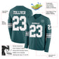Custom Midnight Green White-Gray Long Sleeve Authentic Football Jersey Limited