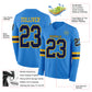 Custom Powder Blue Navy-Gold Long Sleeve Authentic Football Jersey Limited