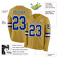 Custom Old Gold Royal-White Long Sleeve Authentic Football Jersey Limited