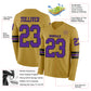 Custom Old Gold Purple-Black Long Sleeve Authentic Football Jersey Limited