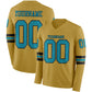 Custom Old Gold Teal-Black Long Sleeve Authentic Football Jersey