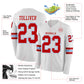 Custom White Red-Light Blue Long Sleeve Authentic Football Jersey Limited