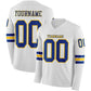 Custom White Royal-Yellow Long Sleeve Authentic Football Jersey