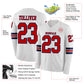 Custom White Red-Navy Long Sleeve Authentic Football Jersey Limited